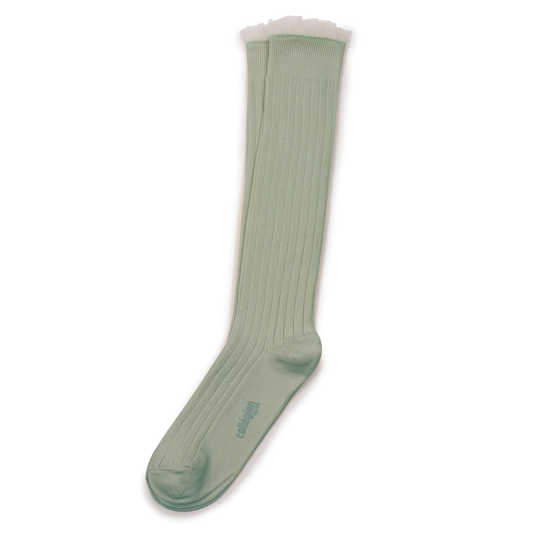 Collegien Manon - Tulle Frill Ribbed Socks - Sage