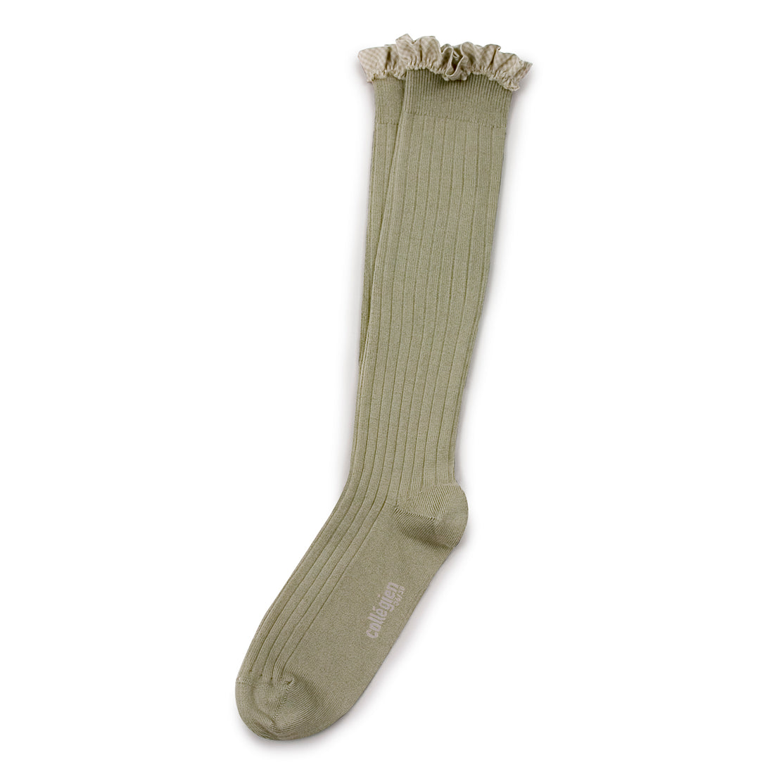 Collegien Apolline - Gingham Ruffle Ribbed Socks - Aquamarine