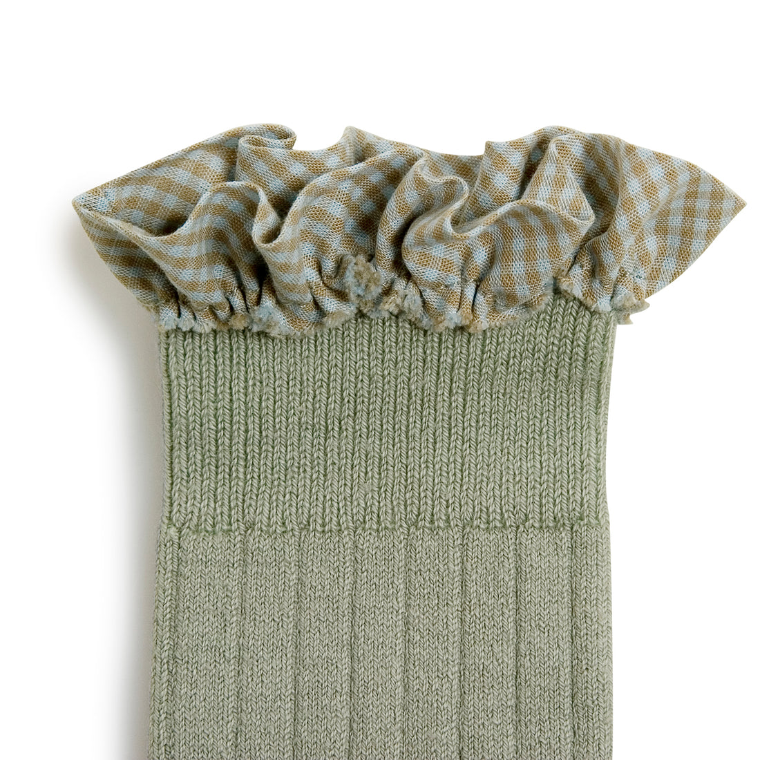 Collegien Apolline - Gingham Ruffle Ribbed Socks - Aquamarine
