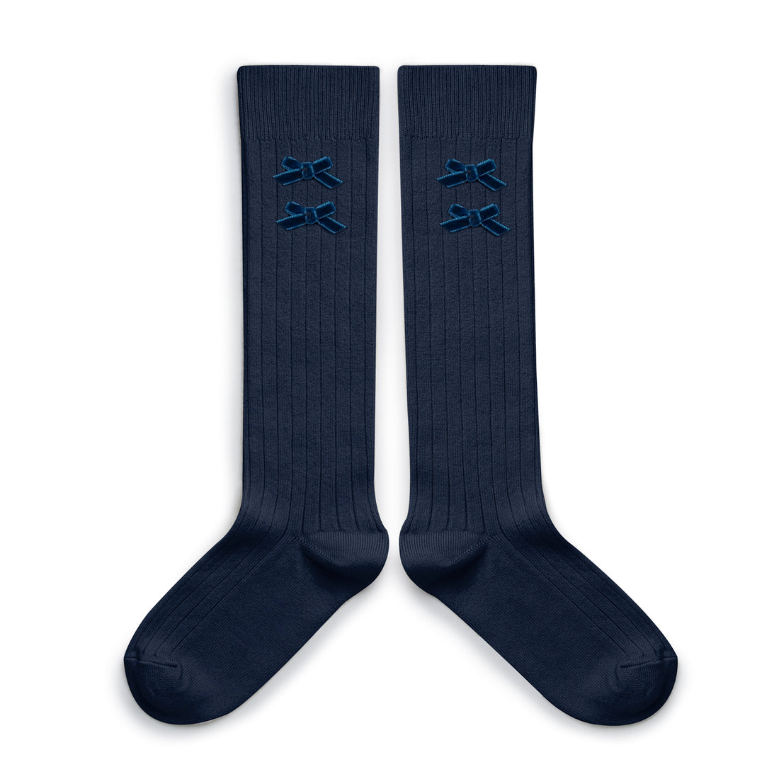 Collegien Hortense - Ribbed Socks with Velvel Bows - Starry Night