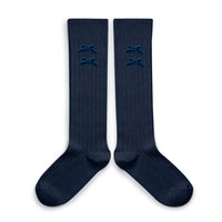 Collegien Hortense - Ribbed Socks with Velvel Bows - Starry Night