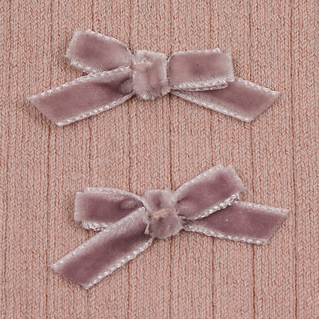 Collegien Hortense - Ribbed Socks with Velvel Bows - Old Pink