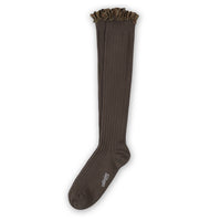 Collegien Elisabeth - Liberty Ruffle Ribbed Socks - Milk Chocolate