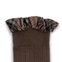 Collegien Arabelle - Tartan Ruffle Ribbed Socks - Milk Chocolate