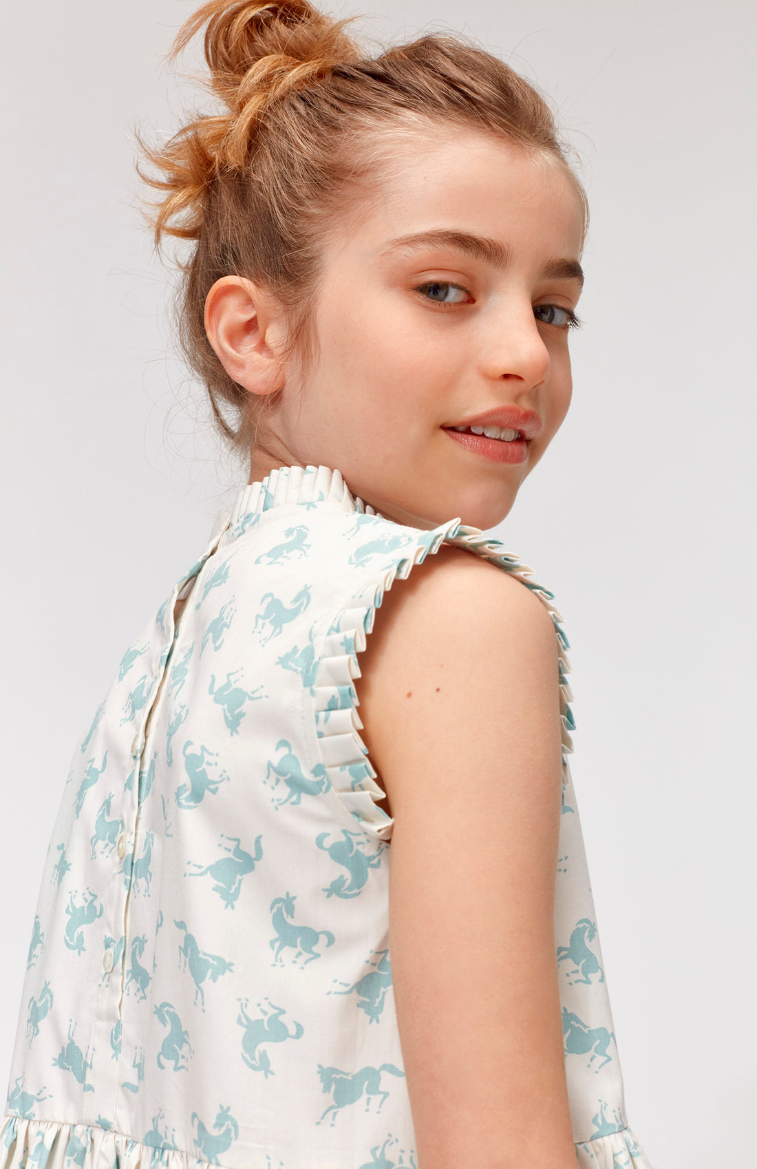 Molo Mini Horse Blue Charlette Dress