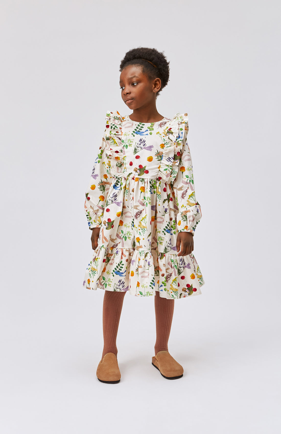 Molo Plant Dye White Clea Ls Dress