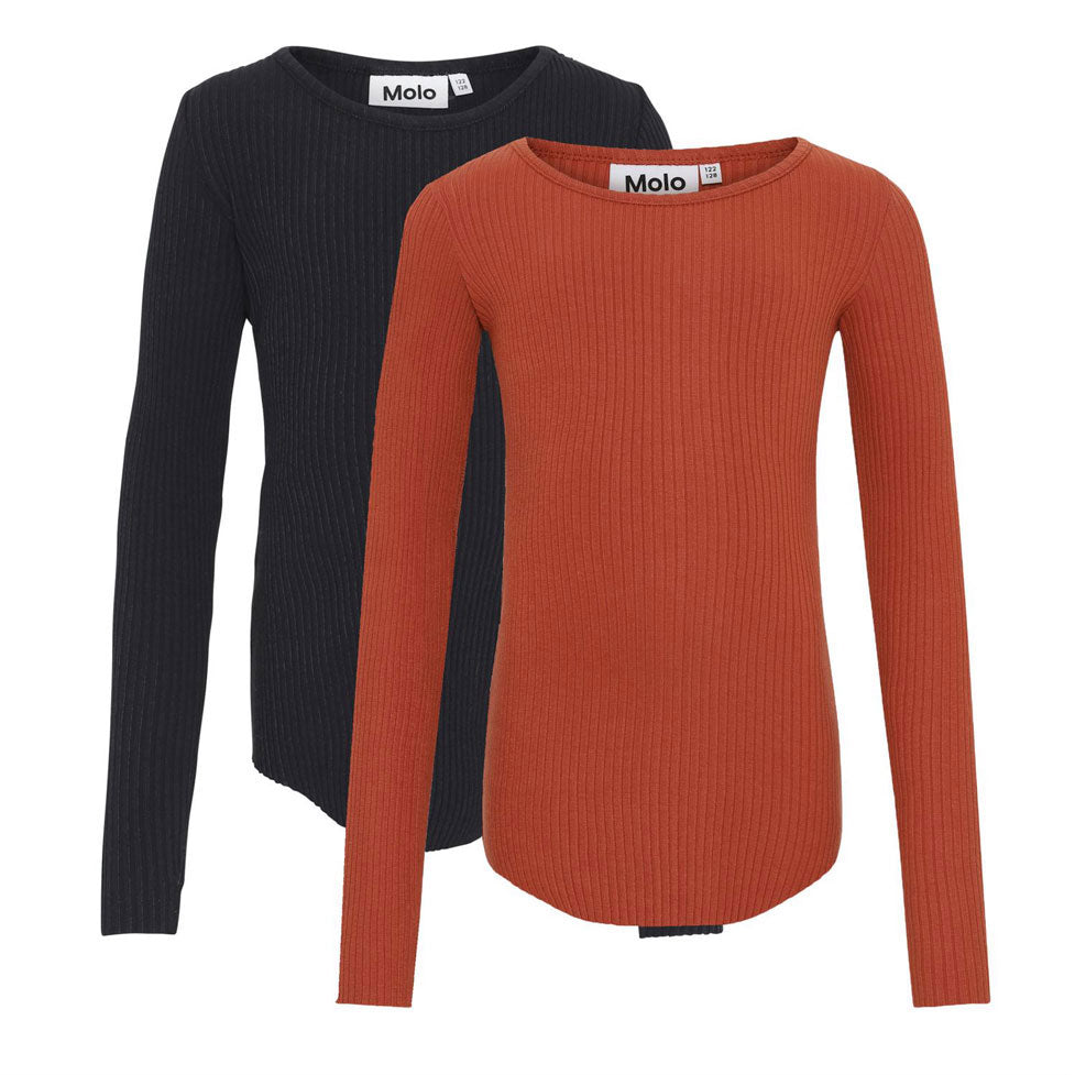 Molo Black Brick Rochelle 2-Pack Long Sleeves T-Shirt