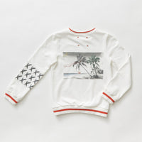 Hey kid White/Red Embroidered  Beach Sweatshirt