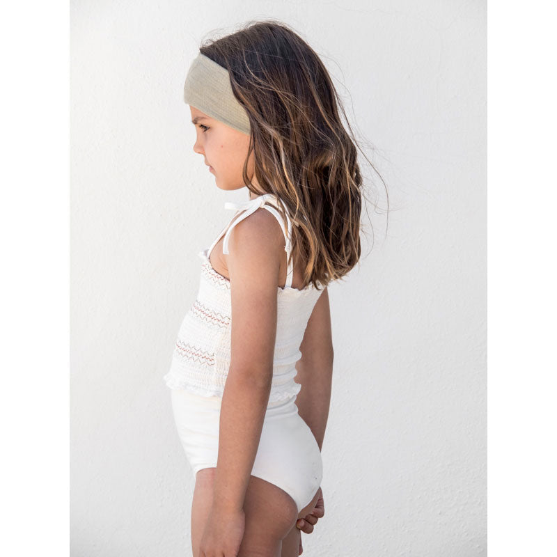 Belle Chiara Cream Colorful Smocked Swimsuit