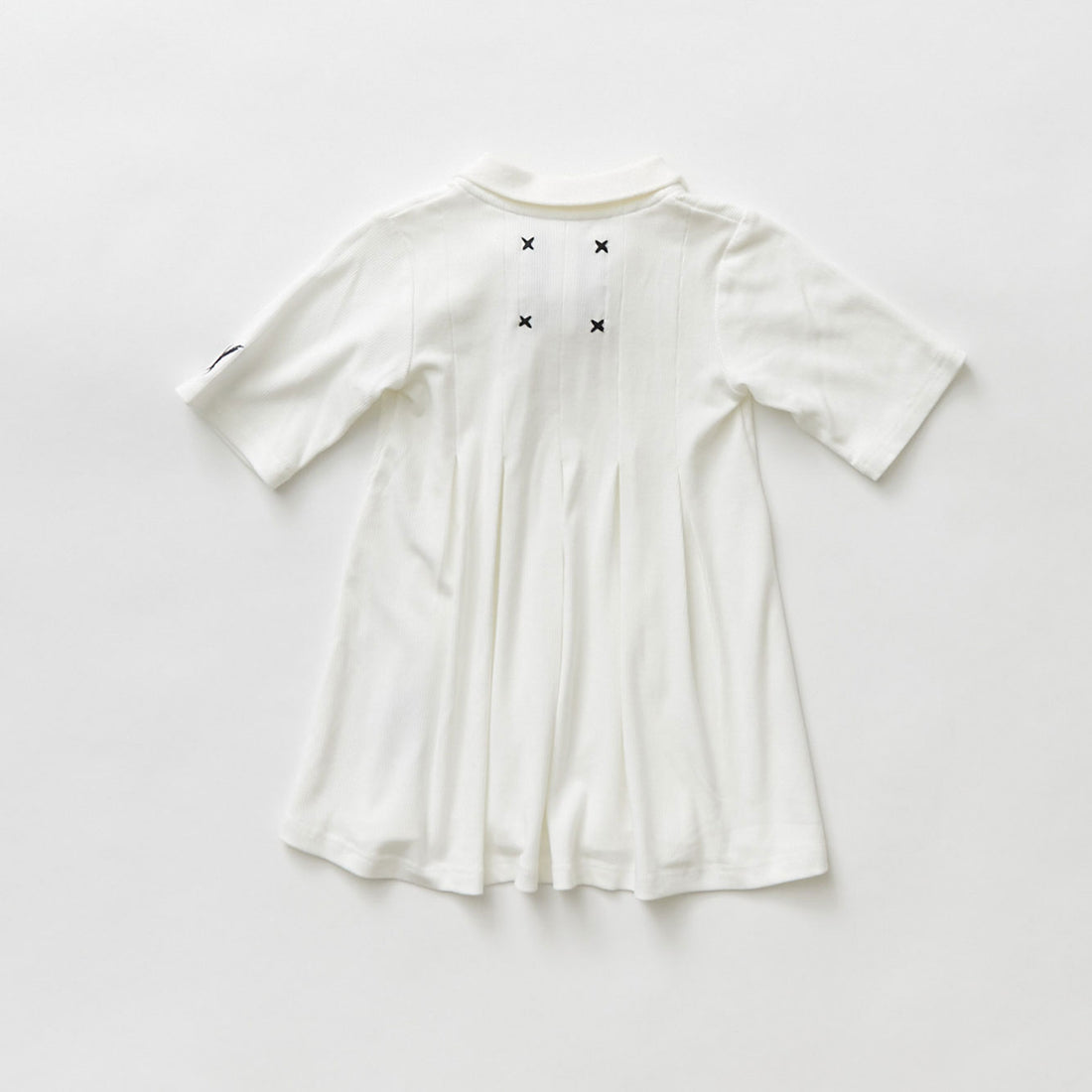Hey kid White Ribbed Polo with Sun Logo Dress