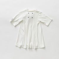 Hey kid White Ribbed Polo with Sun Logo Dress