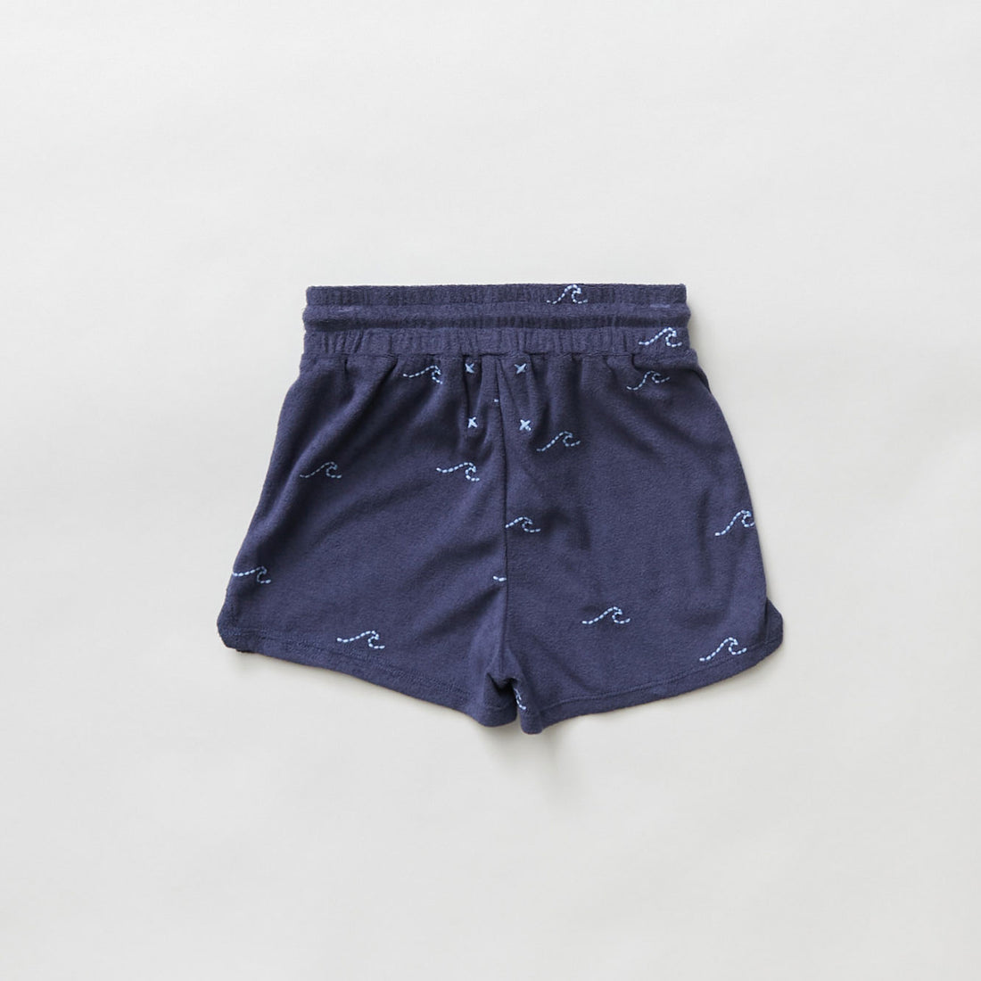 Hey kid Blue Embroidered Waves Terry Shorts