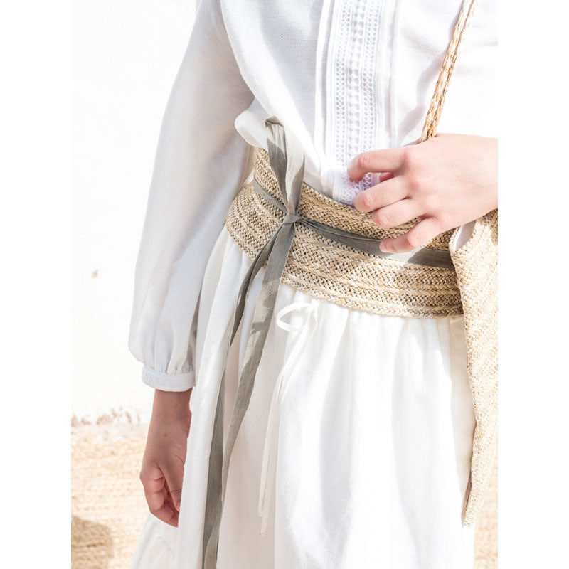Belle Chiara Raffia Herringbone Woven Belt