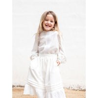 Belle Chiara Cream Cotton Pique Lace Skirt