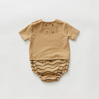 Hey kid Sun Logo Onesie- Tan