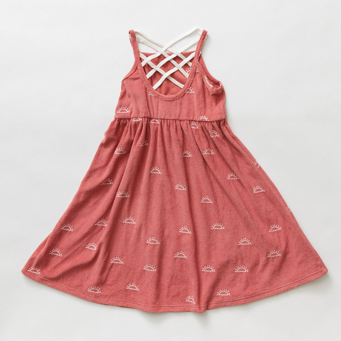 Hey kid Red Embroidered Sun Terry Dress