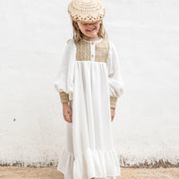 Belle Chiara Cream + Raffia Muslin Dress