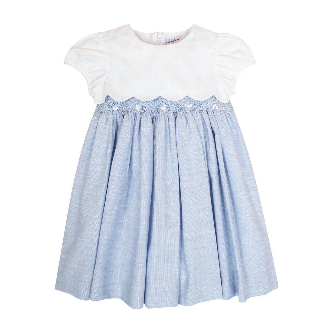 Kidiwi Blue And White Stripes Festony Short-Sleeved Shirt
