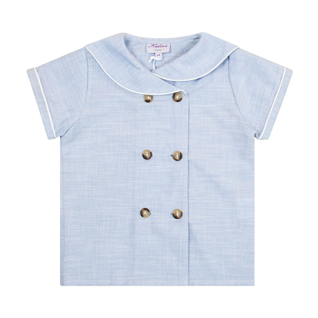 Kidiwi Blue And White Stripes Ambroise Short-Sleeved Shirt
