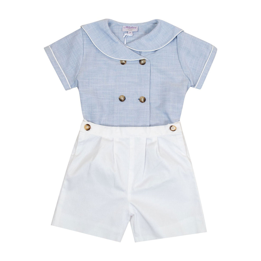 Kidiwi Blue And White Stripes Ambroise Short-Sleeved Shirt