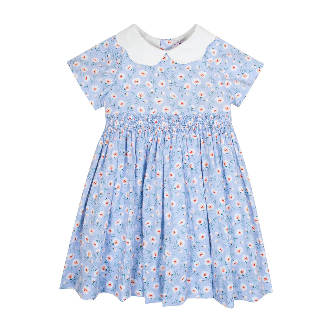 Kidiwi Blue Printed Peter Pan Collar Magnolia Dress