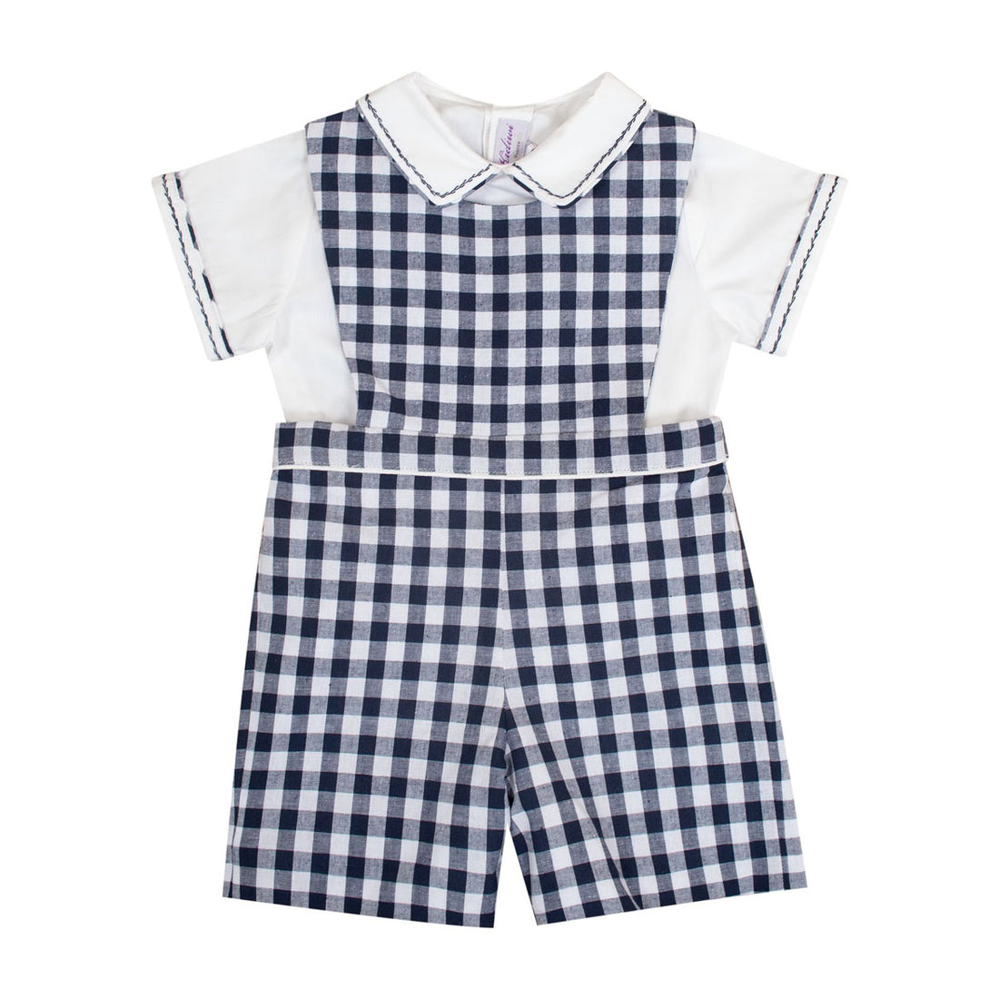 Kidiwi White Poplin Clovis Navy Embroidred Shirt