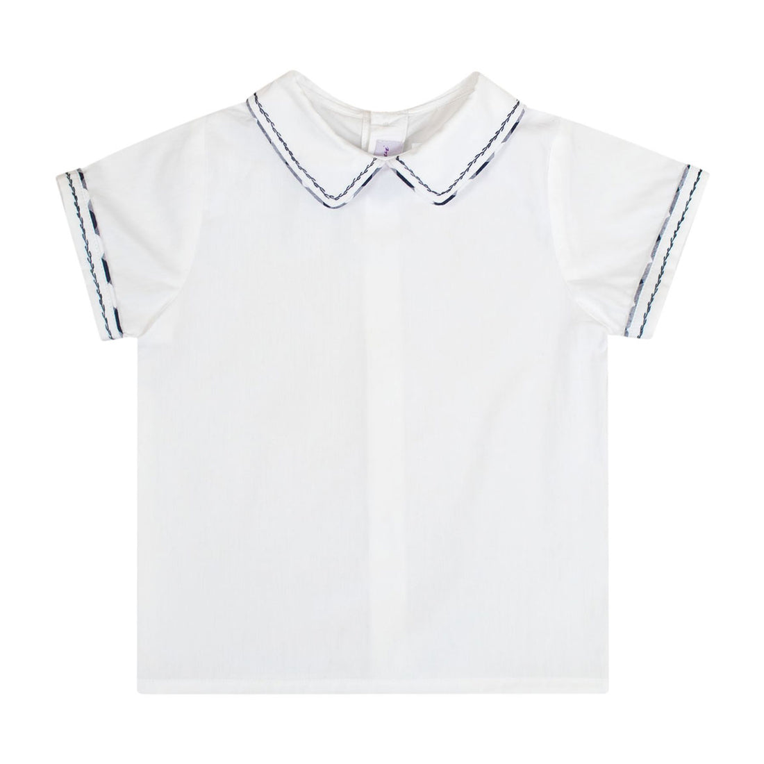 Kidiwi White Poplin Clovis Navy Embroidred Shirt