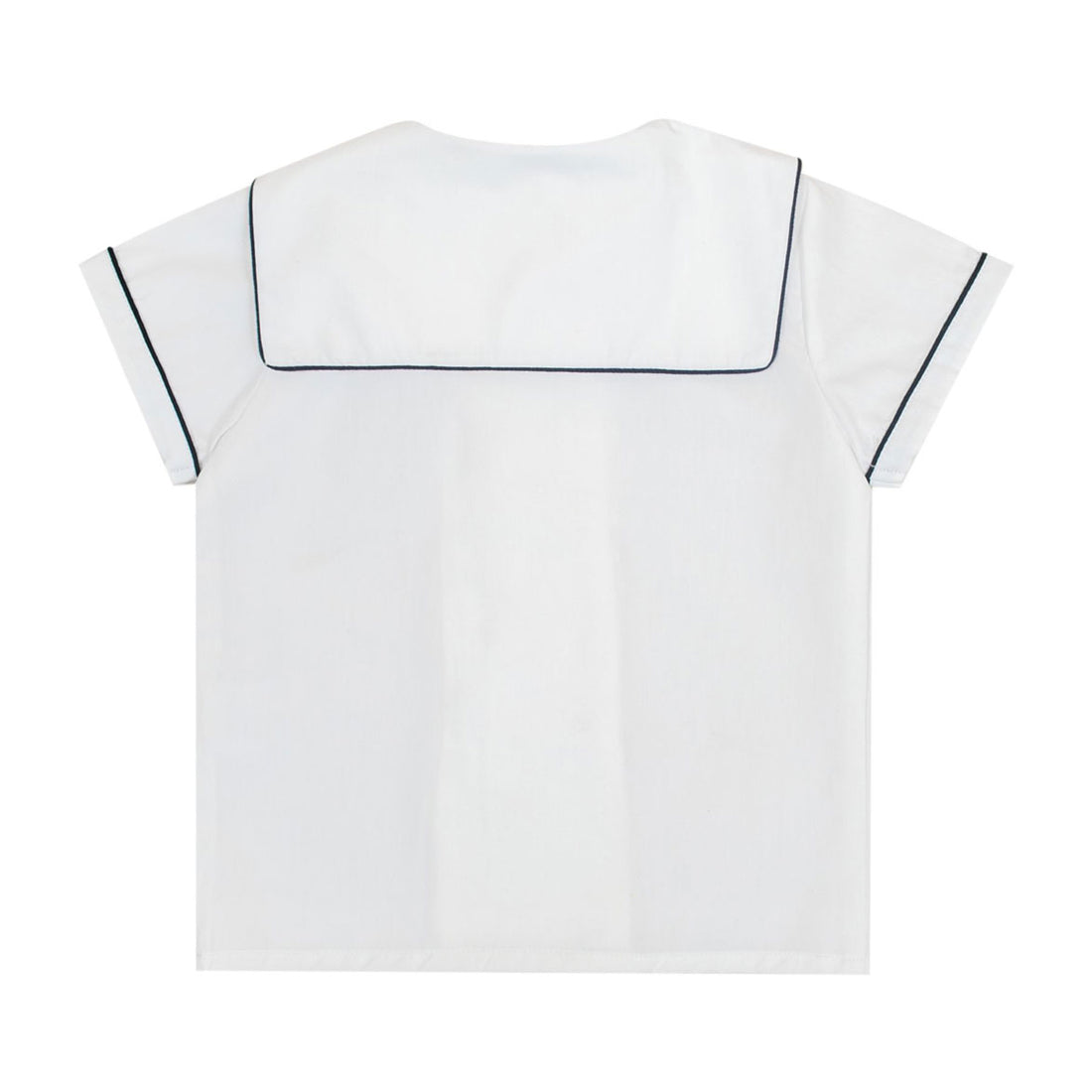 Kidiwi Navy Piped Collar Ambroise Short-Sleeved Shirt