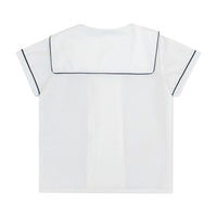 Kidiwi Navy Piped Collar Ambroise Short-Sleeved Shirt