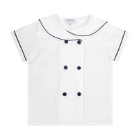 Kidiwi Navy Piped Collar Ambroise Short-Sleeved Shirt