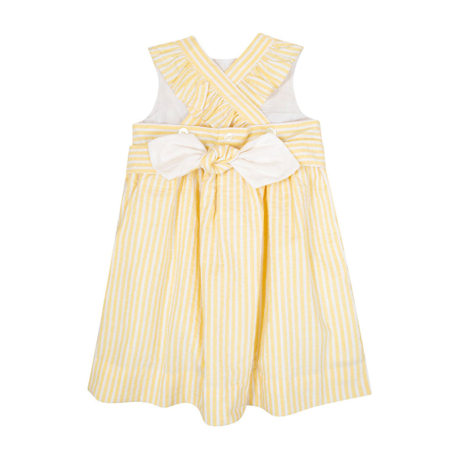 Kidiwi Yellow Seersucker Stripes Begonia Sleeveless Dress