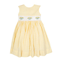 Kidiwi Yellow Seersucker Stripes Begonia Sleeveless Dress