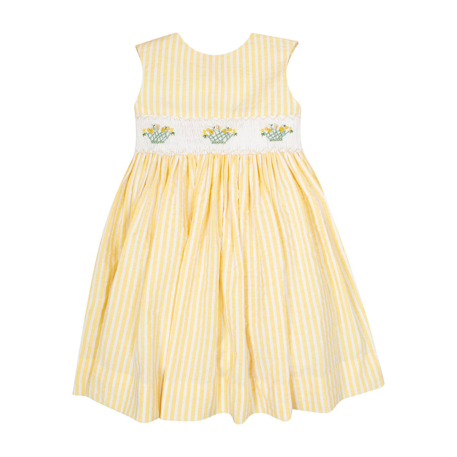 Kidiwi Yellow Seersucker Stripes Begonia Sleeveless Dress