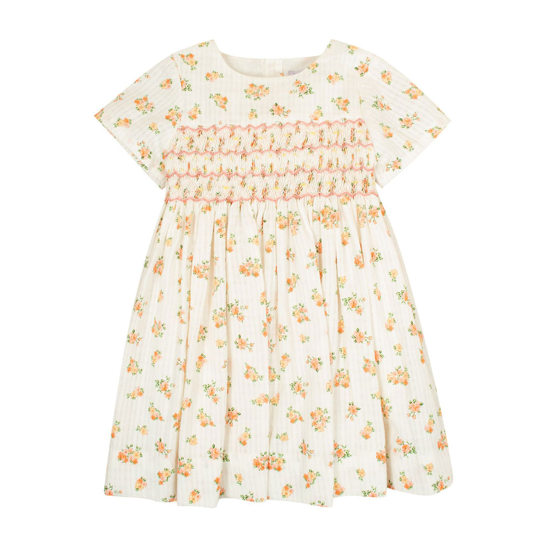 Kidiwi Neon Coral Pink Floral Print Amarante Dress