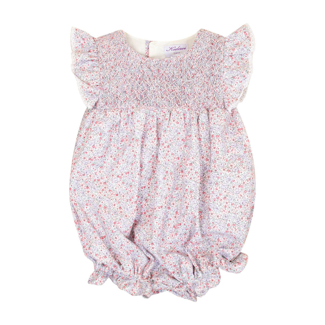 Kidiwi Small Pink And Lilac Flower Print Capucine Romper