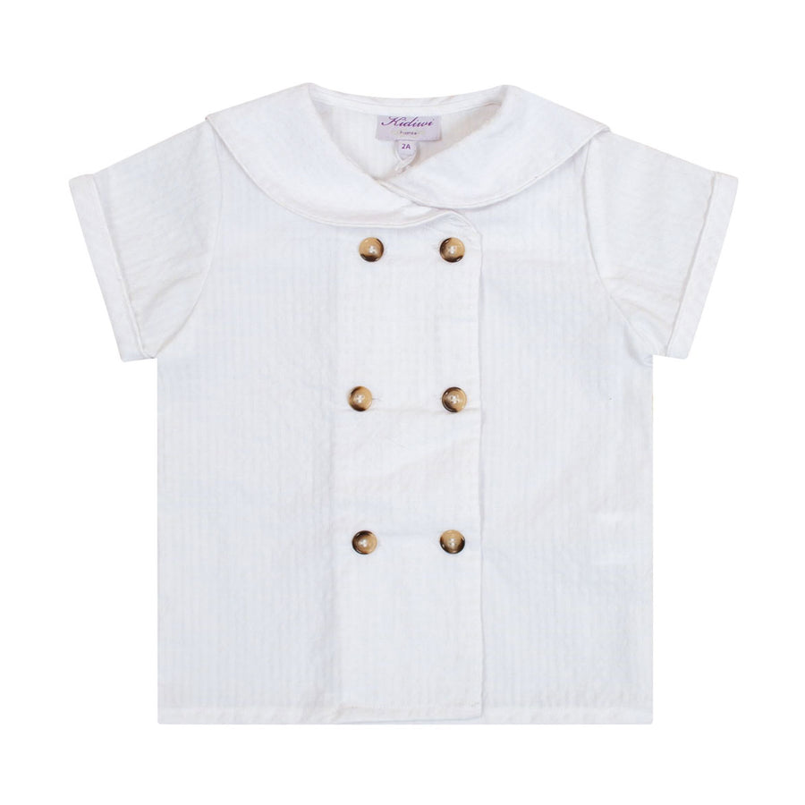 Kidiwi White Seersucker Ambroise Shirt