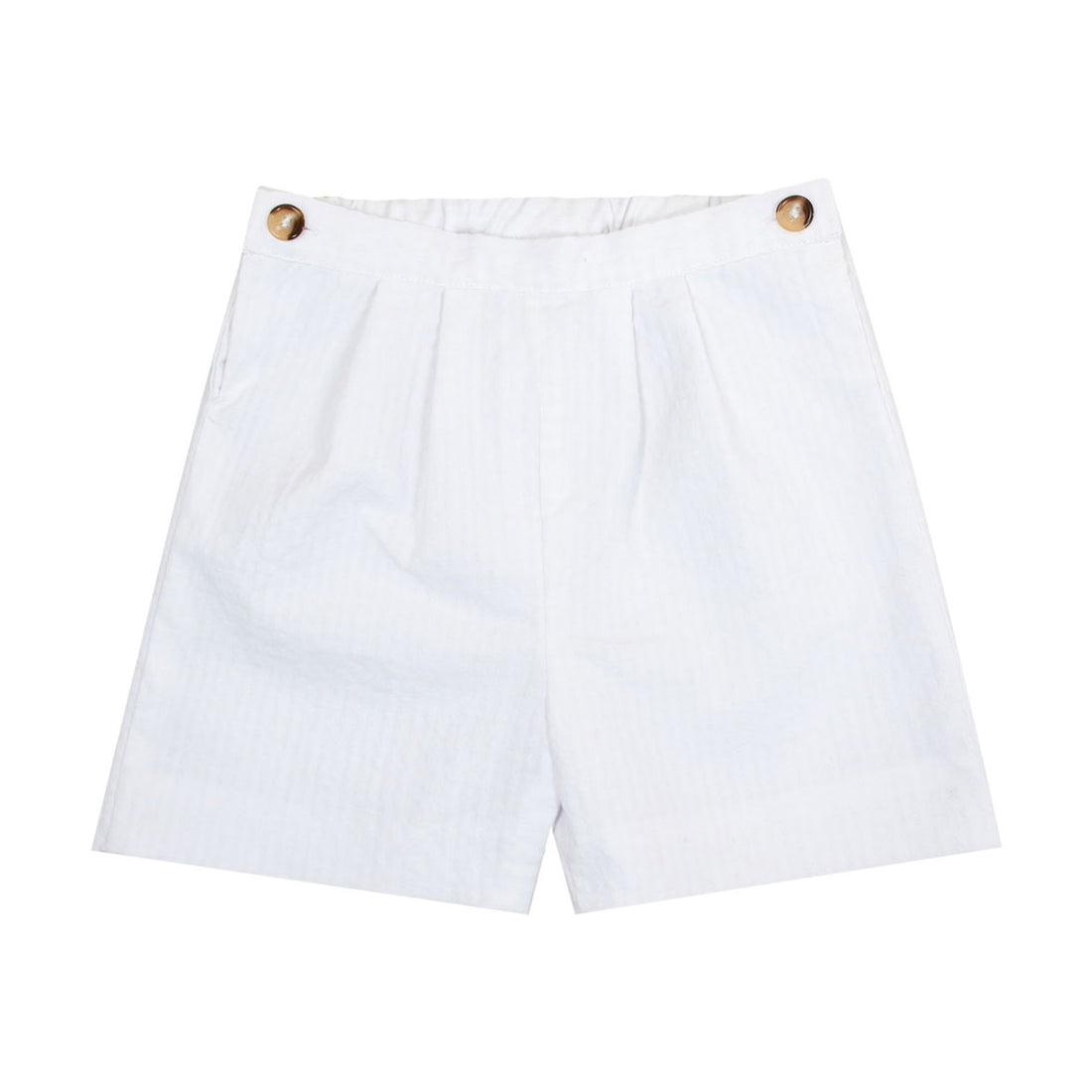 Kidiwi White Seersucker Achilea Pleated Shorts