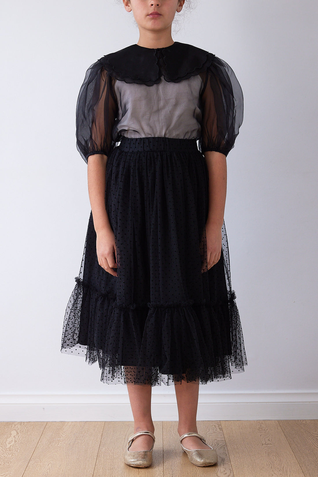 Petite Amalie Black Tulle Dotty Skirt