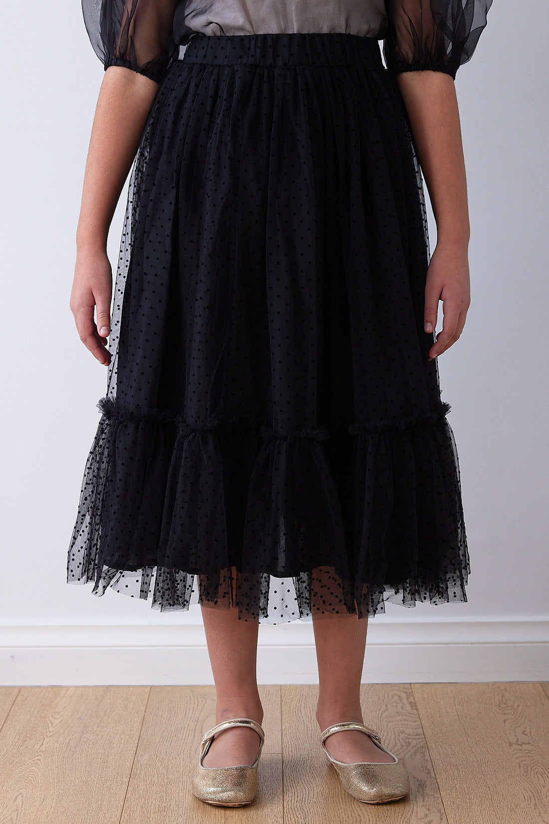 Petite Amalie Black Tulle Dotty Skirt
