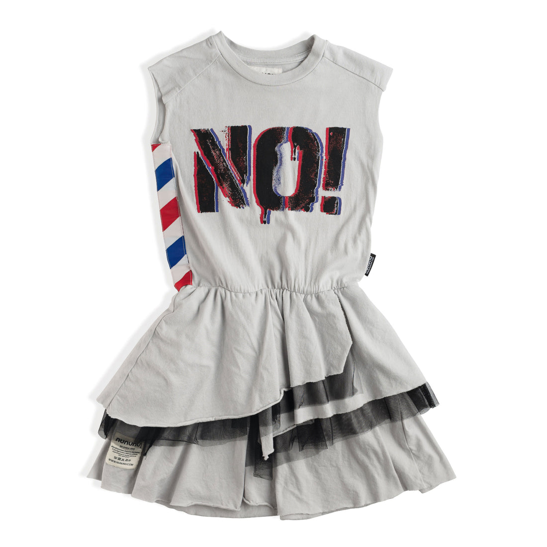 NUNUNU Ice Grey U Have Mail Layered Dress