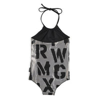 NUNUNU Metallic Grey Abc Collar Swimsuit