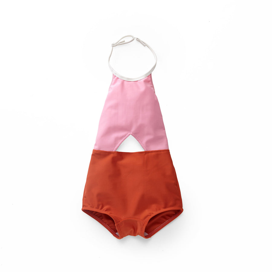 Once Pink/Orange Colorblock Swimsuit