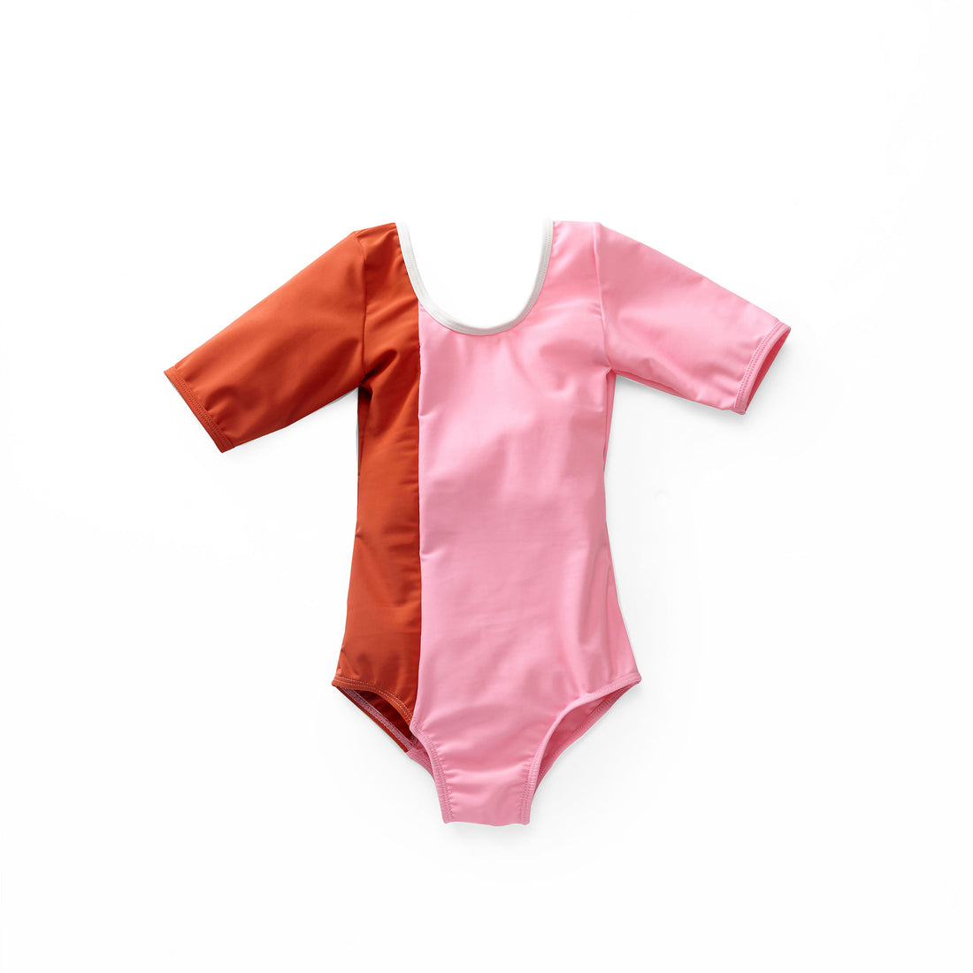 Once Pink/Orange Colorblock Short Sleeve Swimsuit
