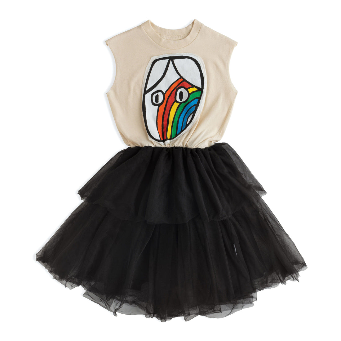 NUNUNU Natural/Black Magic Rainbow Dude Dress