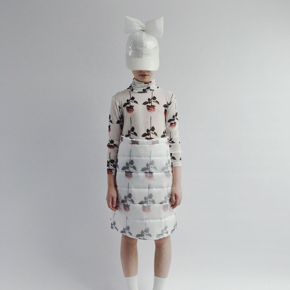 Caroline Bosmans Roses Mesh Turtleneck
