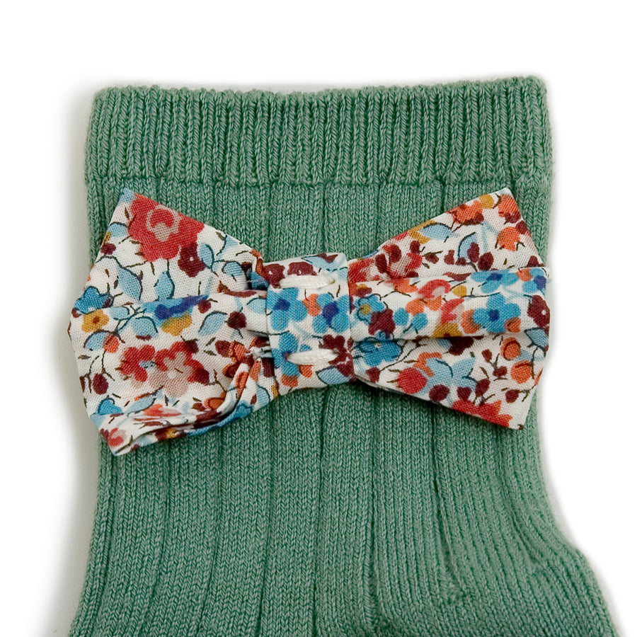 Collegien Celadon Green Beatrice Liberty Bow Ankle Socks