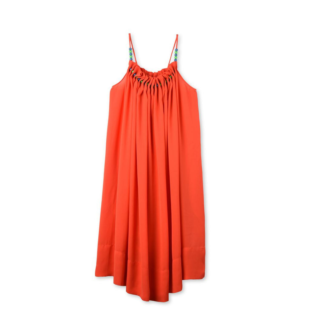 Stella Red-Orange Beaded Dress - Ladida
