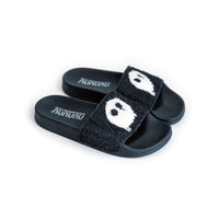 NUNUNU Black Melting Mask Fuzzy Slides