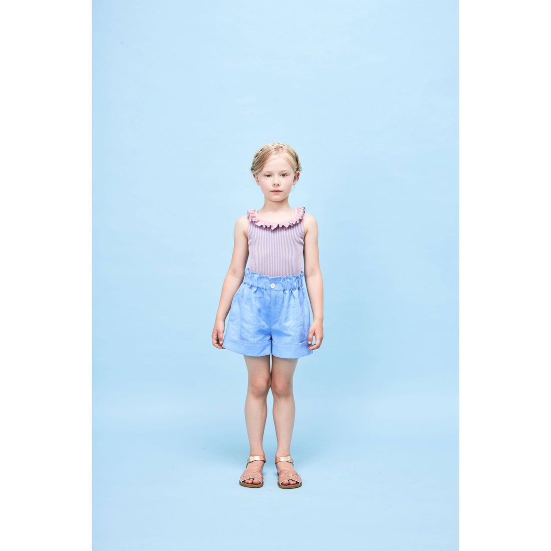 Paade Mode Classic Linen Shorts Forgetmenot Blue
