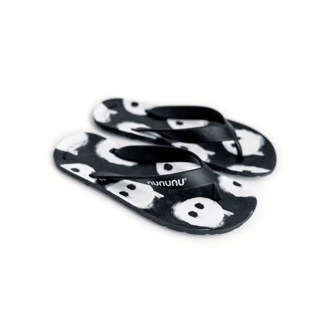 NUNUNU Black Skull Flip Flops